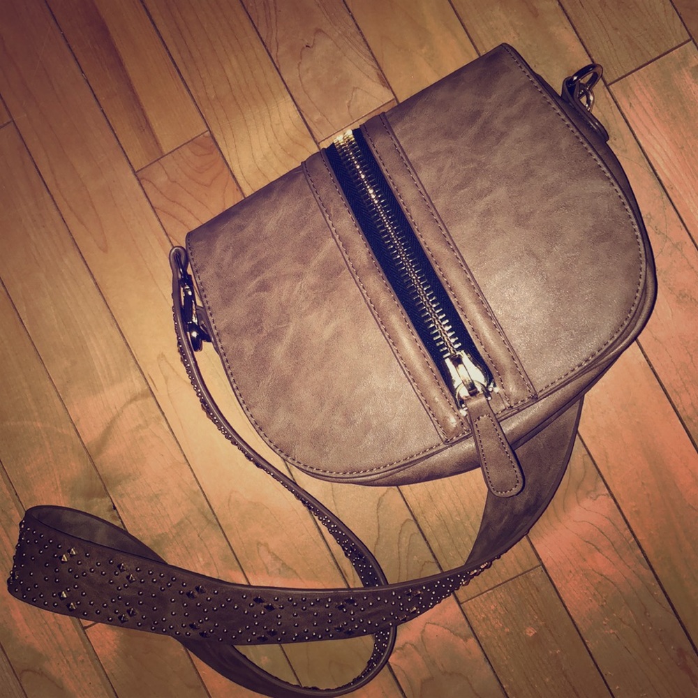 Side purse with long strap w/ stud embellishments